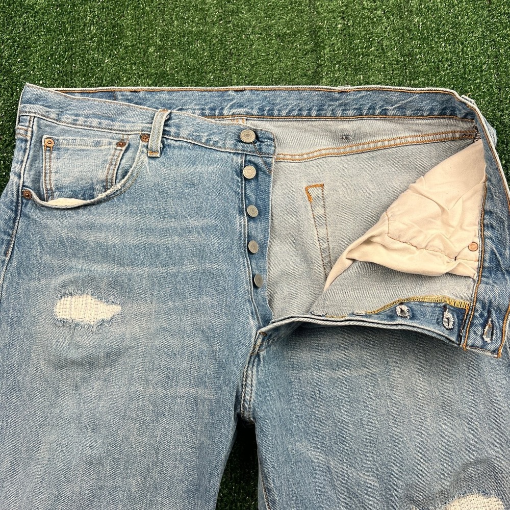 Levi's 501 '93 Red Tab Button Fly Straight Leg Distressed Jeans 38x24" Cuttoff
